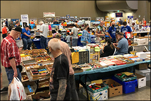 Activity on the train show floor